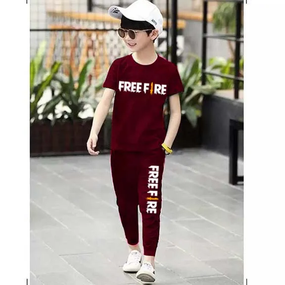 Kids%20Summer%20Tracksuit%20Maroon%20Tracksuit%20For%20Boy%20and%20Girls%202%20Pieces%20(T-Shirt%20+%20Trouser)%20-%20Image%204