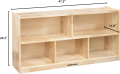 Mr.outlets 5-Compartment Solid Wood Storage Cabinet - Toy Shelf Organizer - Shelves for Classroom - Includes Optional Wheels (to be costomize). 