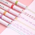 Designer Linear Roller Curve Highlighter Pens Set (Pack of 6 Pens) Colored Cute Outline Curve Highlighters Pens, Cool Pens For Kids And Adults, Highlighter Pens For Study, Drawing, Office Use, Card-decorating. 