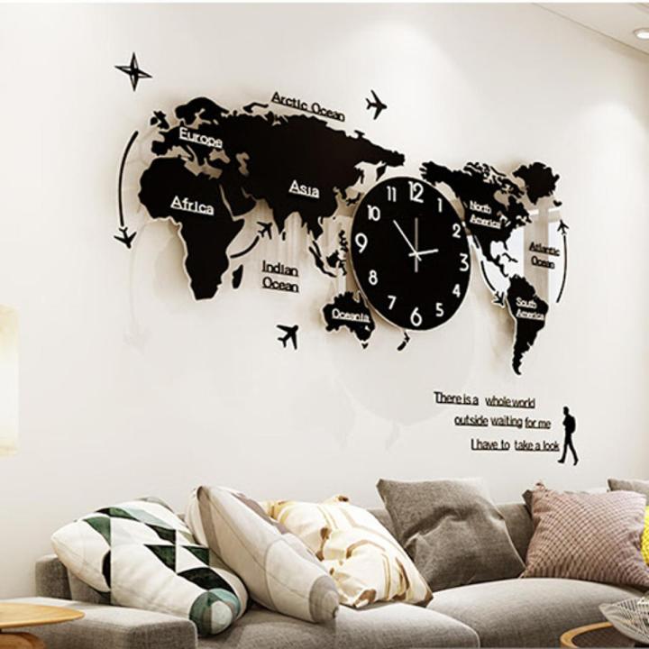 Acrylic New Modern World Map Wall Clock