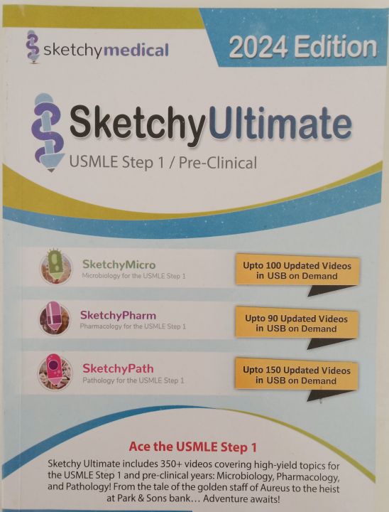 Sketchy Ultimate USMLE Step 1 | Pre Clinical 2024 Edition: Sketchy Micro, Pharm, and Path for USMLE 1-Orignal Book With Colorfull Matt Paper