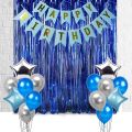 Happy Birthday Theme Blue & Silver Color For Birthday Party, Celebrations and Decorations. 