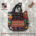 Pakistani  SIndhi Traditional Cultural Wear Embroidered Hand Shoulder Bag Purse Multicolour Embroidery  ZENZ Handmade Patchwork Ajrak Tote. 