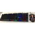 Koyo keyboard KY-888 Rainbow RGB Backlitght Gaming Keyboard and Mouse Combo 104 Keys. 