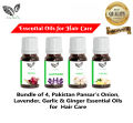 Bundle of 4, Onion, Lavender, Ginger and Garlic Essential oils for Hair care-Brand Pakistan Pansar. 
