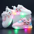 LED Kids Shoes for Girls Cute Cartoon Hello Kitty Shoes Baby Girl Kawaii Canvas Shoes Soft Bottom Sneakers Casual Shoes. 