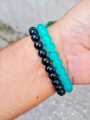 8MM SKY BLUE CRYSTAL BEADS COUPLE BRACLET-UNIQUE HAND MADE-BEADES BRACLET FOR MEN- BEADS BRACLETS FOR WOMEN-sky-blue beads-black beads-beads for jewelry-crystal beads-charming pearl beads bracelet-natural stone bracelet-natural gemstone bracelets-. 
