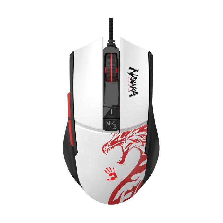 Bloody L65 Max Naraka Bladepoint RGB Gaming Mouse - Official Game Branding - 12000 CPI - Translucent Honeycomb Design - RGB Animations