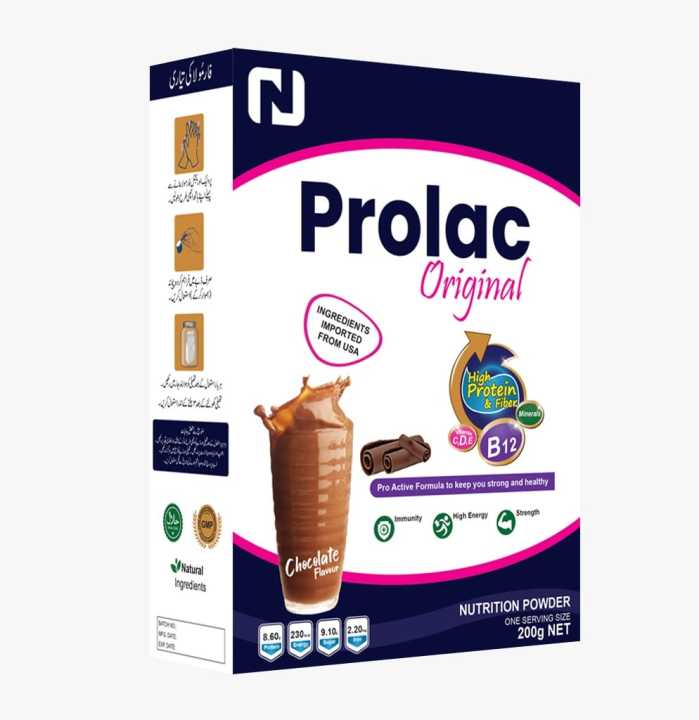 PROLAC ORIGINAL NUTRITIONAL SUPPLEMENT MILK POWDER FOR ADULTS - HEALTHY FORMULA  WITH PROTEIN AND ESSENTIAL VITAMINS - CHOCOLATE FLAVOUR 200 gm