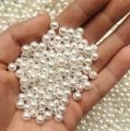 White Pearls Craft Beads 8Mm Loose Pearls With Holes For Bracelet. 