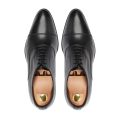 Customized Handmade Black Leather Cap Toe Oxfords Shoes for Men. 