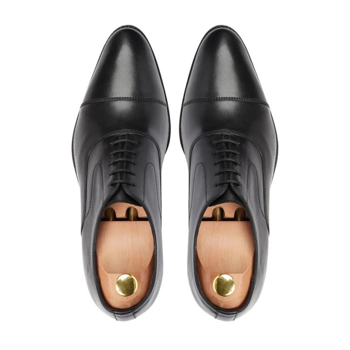 Customized%20Handmade%20Black%20Leather%20Cap%20Toe%20Oxfords%20Shoes%20for%20Men%20-%20Image%203