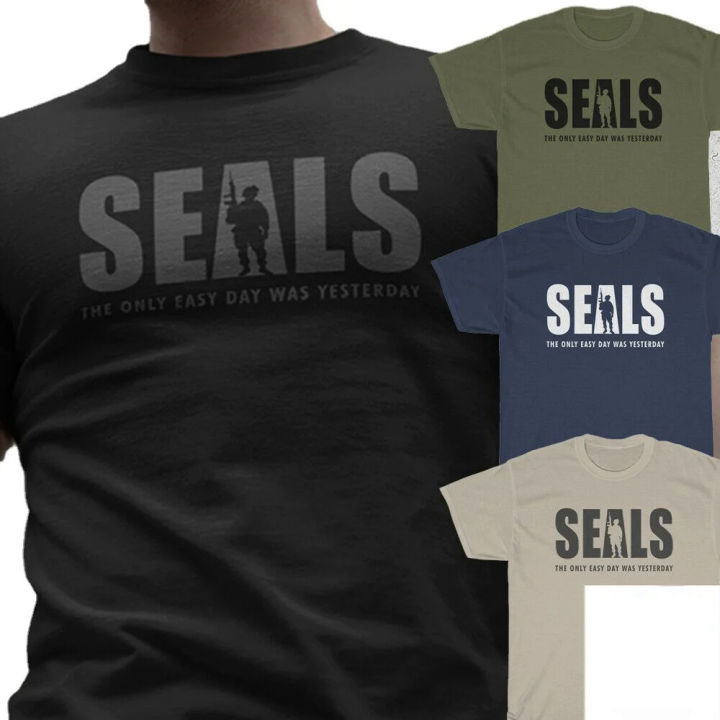 NEW Navy Seals Motto T-Shirt - The Only Easy Day - US Special Forces S-3 XL