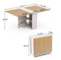 Clever-Space saving folding dining table-TWDT8-white and Brown, White and camal, Extendable Table with Cabinets, Home Kitchen Furniture Decor Lunch/Computer Desk Storage Rack, 55"L x 31.5"W, Chairs Not Include. 