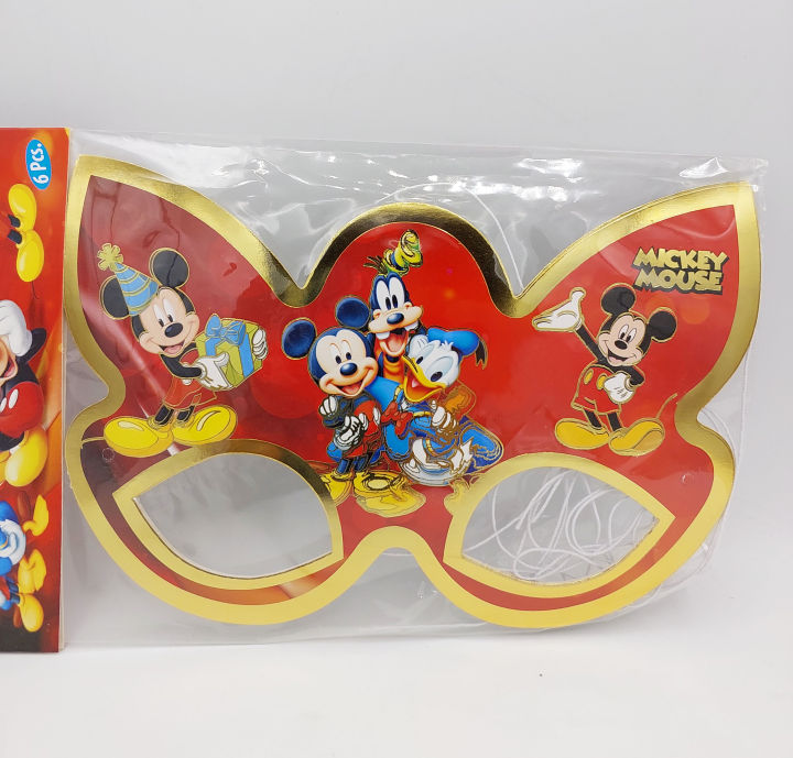 MICKEY MOUSE THEME FANCY PAPER MASKS PACK OF 6 MASKS