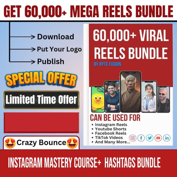 300k digital EBook and  articles + 60,000 reels bundle for TikTok, Instagram and YouTubers