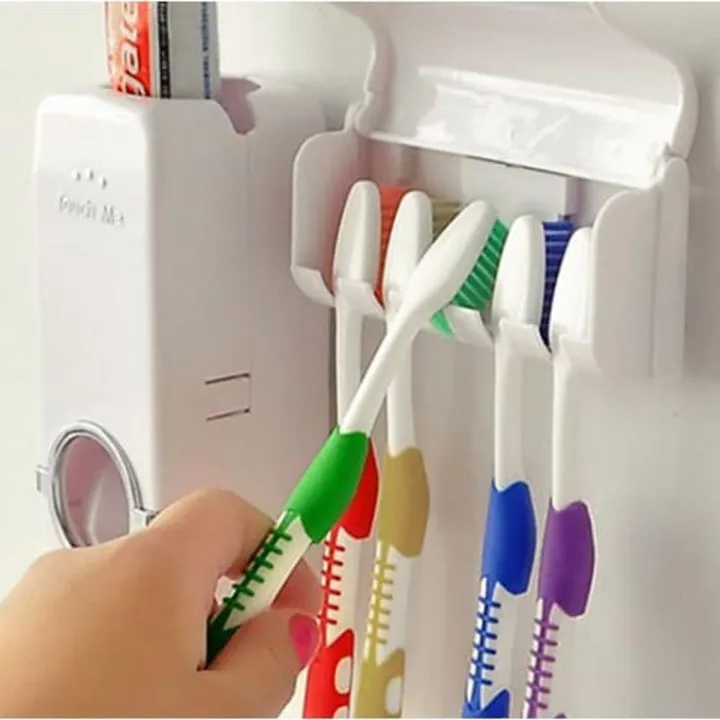 Set%20of%20Toothpaste%20Dispenser%20&%20Toothbrush%20Holder%20-%20White%20Automatic%20Toothpaste%20Dispenser%20and%20Toothbrush%20Holder%20Set%20%20Wall%20Mounted%20Toothpaste%20Dispenser%20with%205%20Toothbrush%20Holder%20Set%20%20Toothpaste%20Squeezing%20Machine%20%20Toothpaste%20Dispenser%20Tooth%20brush%20Holder%20set%20-%20Image%202