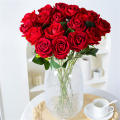 Valentine's Day Artificial rose Lifelike Beautiful Single rose  flower Silk rose for Wedding Valentine's Day gift Home decoration Table setting Hall decoration. 