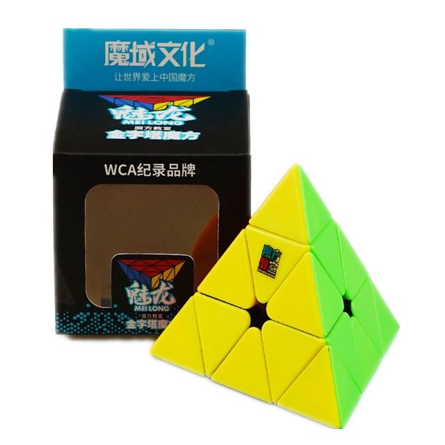 Original Moyu Meilong Pyramid Stickerless Rubik Cube 3x3 - Very Smooth Turning sticker less Pyraminx Triangle Cube Puzzle Game