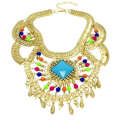 MANILAI Boho Style Collars Choker Necklaces Chunky Chains Cross Rhinestones Colorized Resins Beads Statement Jewelry CE1217. 