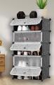 5 Layers Plastic Sheets Shoe Organizer, Foldable Shoe Organizer, Closet Organizer, Storage Organizer, 5 Tier Plastic Sheet Cube Shoe Rack Storage Closest Organizer. 