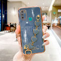 Maitus for Infinix Hot 9 Play Back Cover with Love Heart Bracelet Fashion Chain Plating Shiny Bling Cases Soft Silicone Mobile Phone Case for Girls Boy. 