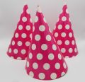 DARK PINK POLKA DOT PARTY CAPS - PACK OF 10 CAPS - DARK PINK POLKA DOT THEME CAPS. 