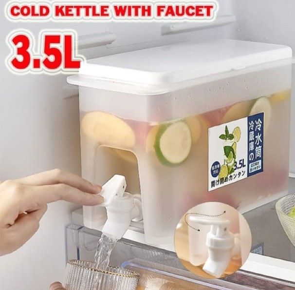 3.5L Water Jug Refrigerator Cool Water Pitcher, Thickened Lemon Juice Jug With Faucet.