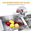 Sink Strainer Drain Telescopic Drain Basket with Adjustable Kitchen Drain Basket Fruits/Vegetables Kitchen Rack (Steel, Silver). 