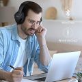 KVIDIO [Updated] Bluetooth Headphones Over Ear, 65 Hours Playtime Wireless Headphones with Microphone,Foldable Lightweight Headset with Deep Bass,HiFi Stereo Sound for Travel Work Cellphone A R798 HEAAD. 
