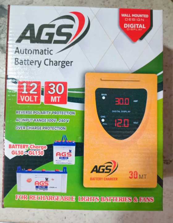 NEW AGS 12V 30 AMP Automatic Smart Battery Charger – Perfect for 50Ah to 150Ah Battery Capacities
