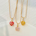 Barbie Diamond Castle Love Necklace for Women ins Fashion Sweet Heart-Shaped Collarbone Necklace Couple Girlfriends Princess Necklace. 