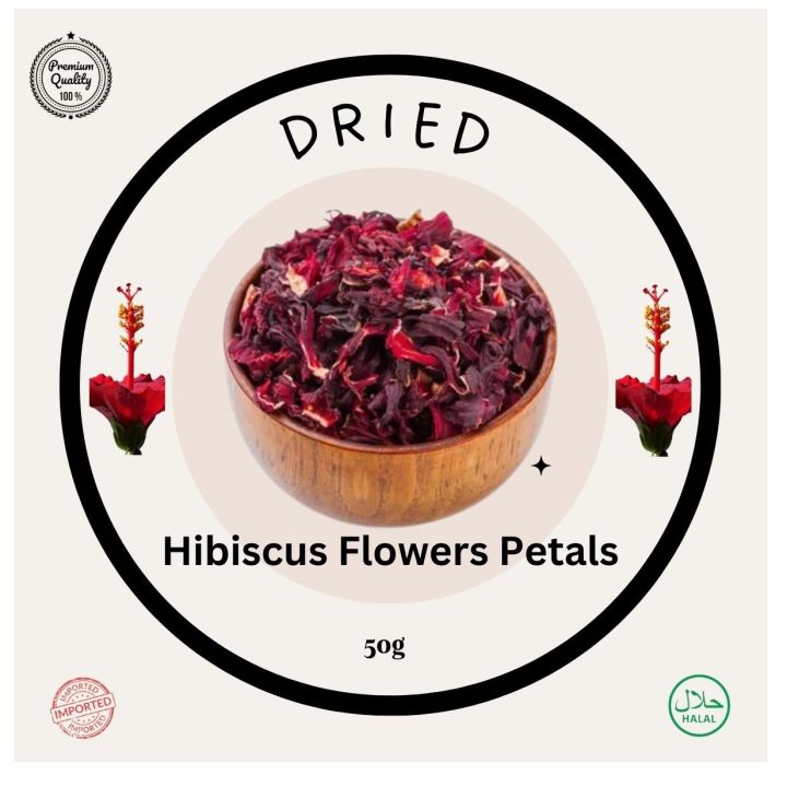 Hibiscus Flowers Petals (Whole) | Dried Hibiscus Flower | 50 grams