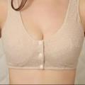 3-Button Front Open Maternity Bra with Floral Design - Comfortable and Breathable. 