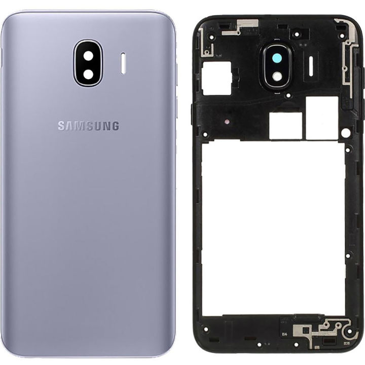 Samsung Galaxy J4 Middle Frame Housing with Power Volume Buttons & Camera Lens Complete Body Casing Replacement Galaxy J4 - Purple
