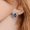 Necklace Jewelry Simple Artificial Sapphire Earrings and Necklace Set. 