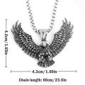 Mens Stainless Steel Vintage Flying Eagle Pendant Necklace Spiritual Jewelry. 