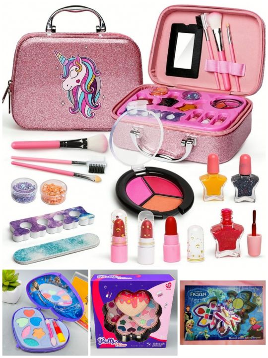 Make Up Kit For Kids - Pretend Play Make Up Set - Safety Cosmetic Kit Toy For Girls (Random Designs)