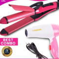 Pack of 2 - Nova Combo Hair Dryer Plus 2 In 1 Hair Straightener, dryer and hair straightner and curler, Pack OF 2 NCH Hair Dryer & 2 In 1 Hair Straightener & Curler. 