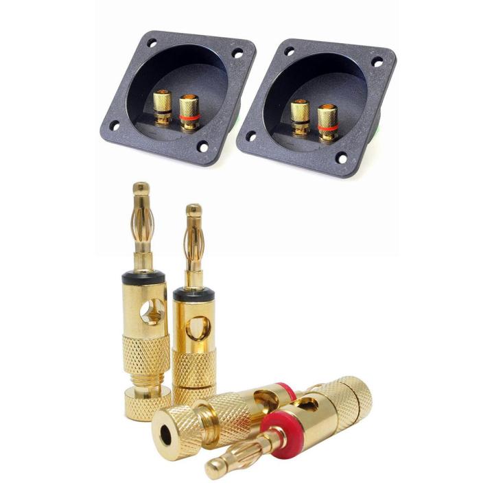 6 Pcs Accessories: 4 Pcs aurum Plated Banana Plugs 4Mm LL68-4BP1 & 2 Pcs Car Stereo Screw Cup Connectors Subwoofer Plugs 2-Way Speaker Box Terminal Binding Post