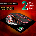 Gaming Mouse RGB With High Quality Mouse Pad - 7 Light Breathing RGB Mouse With All Sides Stitched Mousepad - USB Wired Gaming Mouse For PC & Laptop. 