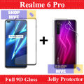 Realme 6 Pro Full Black 9D|10D|11D|21D|6D|5D| Tempered Glass Edge to Edge Full Glue Screen Protector + Back Jelly Protector Clear Soft Film Protector Hydrogel Film Protector For Realme 6 Pro. 