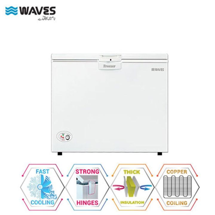 Waves WDF-309 Single Door Deep Freezer - 9 Cft - Beige - 30% Extra Energy Saving