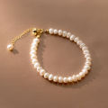 WANTME 925 Sterling Silver Elegant Natural Baroque Pearl Bell Chain Bracelet for Women Simple Wedding Party Jewelry Accessories. 