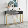 Modern Black Console Table with Storage Wood Entryway Tablo with Drawers. 