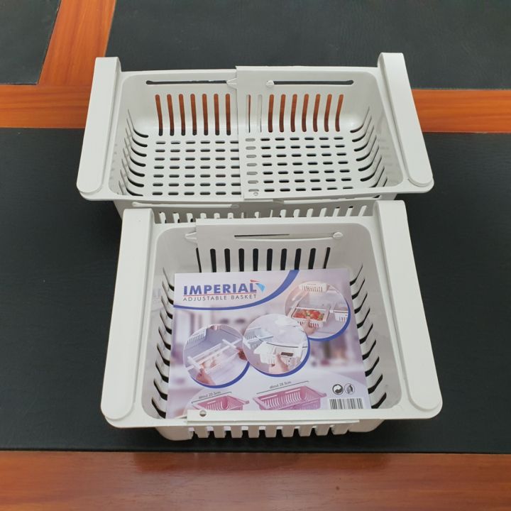 Set of 2 and 3 Stretchable fridge organizer baskets Maximize Your Fridge Space with adjustable space saver storage basket kitchen accessories basket for fridge kitchen gadget basket for kitchen