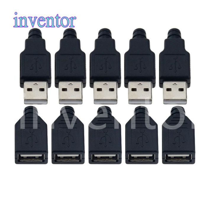 10pcs%20Type%20A%20Male%20Female%20USB%204%20Pin%20Plug%20Socket%20Connector%20With%20Black%20Plastic%20Cover%20Type-A%20DIY%20Kits%20-%20Image%203