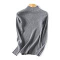 G&H Autumn Women Bottoming Sweater Solid Color Mock Neck Long Sleeve Slim Knitwear. 