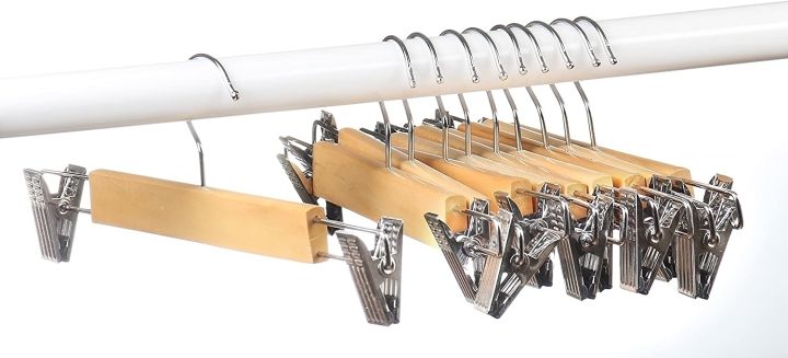 Zayraz Wooden Clip Hangers Durable for trousers, Pants, Skirts, Undergarments, clothes and scarf