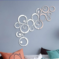 EVENTO 24 Pieces of Circular Shaped Shine Mirror Wall Stickers Self Adhesive Acrylic Sticker Decals Silver Wall Decals for Home Decor Living Room and Girls Room and for Gift Items. 